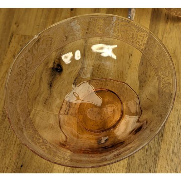 Vintage Delicate Dainty Feminine Floral Pink Depression Glass 4 Piece Craft Twee - Picture 8 of 16